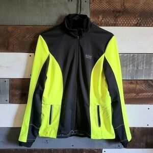 𝅺GORE Mythos Lady Windstopper Black Neon Yellow Running Jacket Coat Size Med
